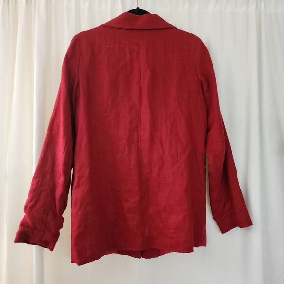 MANTAIKOTAI Linen Blazer S Red Staple Workwear Office Summer Classic Preppy - Picture 3 of 11